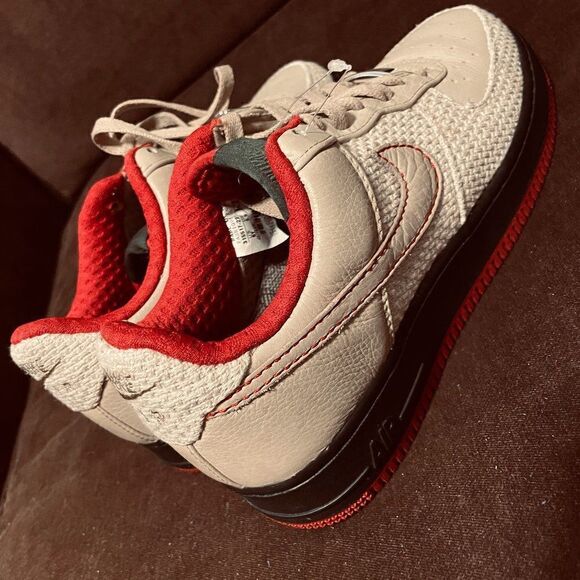 MINT 315517-221 Nike Air Force 1 Premium '07 Tweed Red Black 6Y Womens 7.5 US - Picture 5 of 13